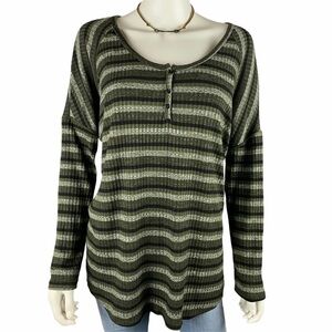LUSH Camo Striped Thermal Henley XL